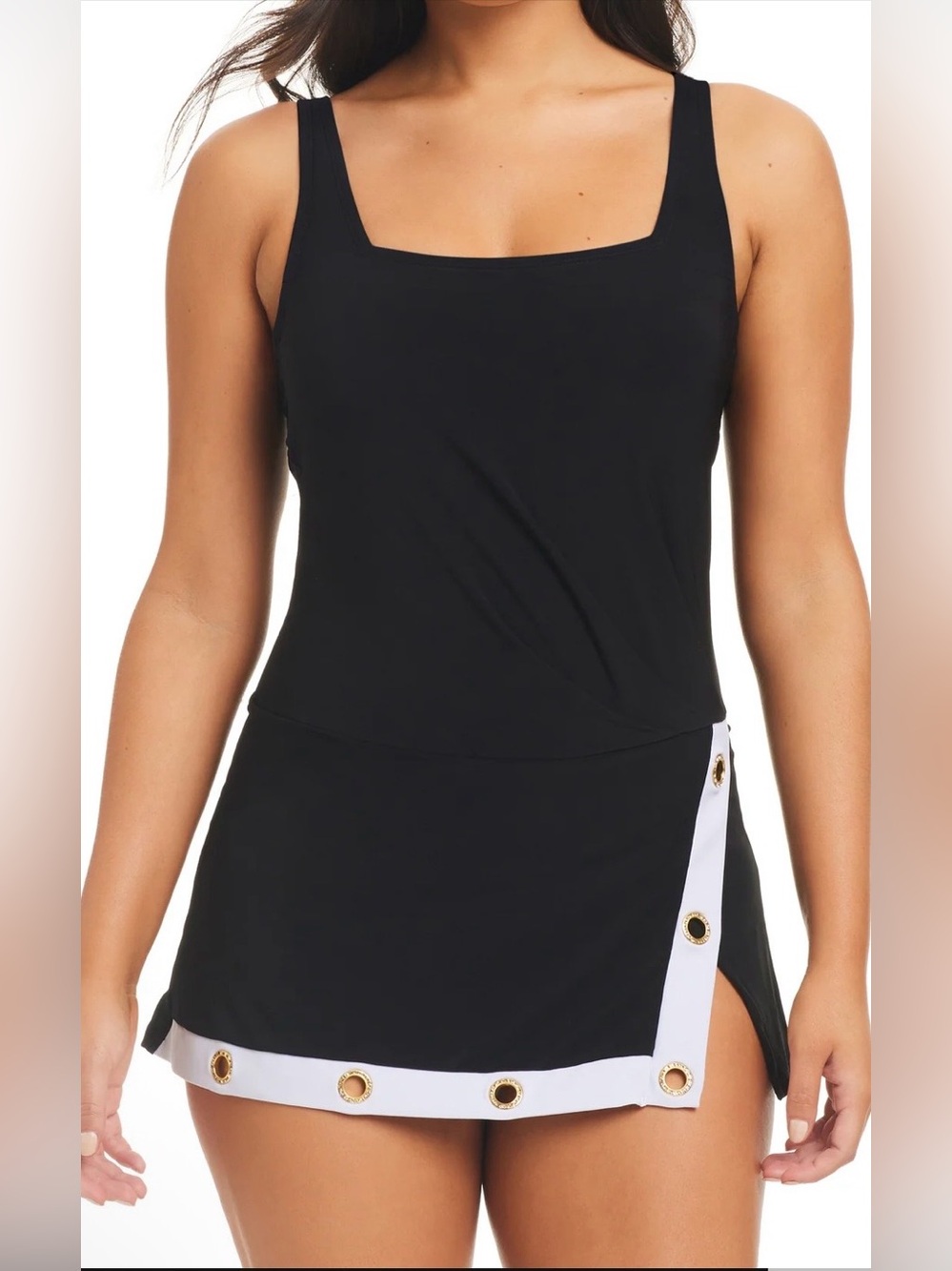 Beyond Control Color Block Plus Swim Dress - Picture 2 of 14